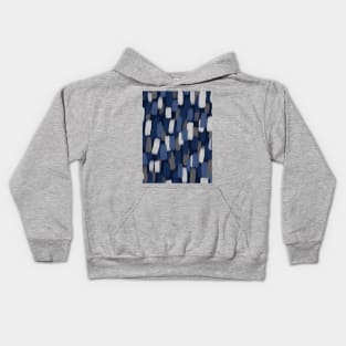 Abstract, Grey and Blue, Paint Brush Effect Kids Hoodie